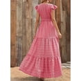 thumbnail image 5 of Women'S 2025 Summer Dress V-Neck Cap Sleeve High Waist Floral Tiered Ruffle A Line Long Maxi Dresses Red S, 5 of 6