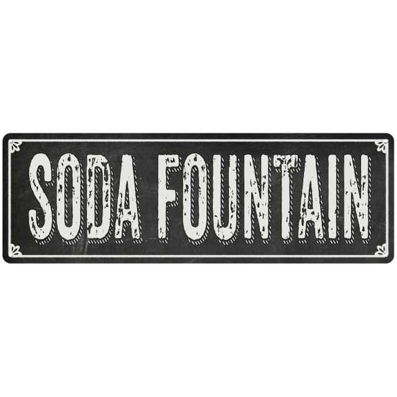 SODA FOUNTAIN Shabby Chic Black Chalkboard Metal Sign 6x18 Decor 106180050053