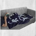 thumbnail image 6 of Science Party Soft Flannel Fleece Blanket, Continuous Pattern Astronauts Sketch Dancing and Posing on Space, Cozy Plush for Indoor and Outdoor Use, 60" x 80", Indigo Blue and White, by Ambesonne, 6 of 6