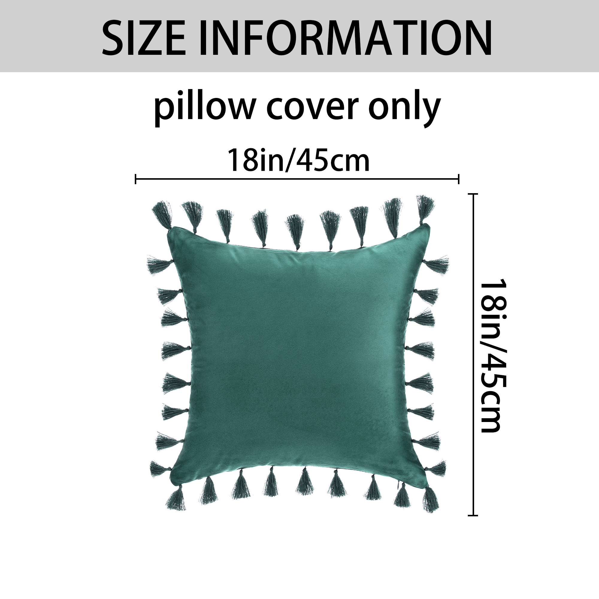 Unique Bargains Velvet Soft Throw Pillow Covers Pack of 2 Green 18" x 18"