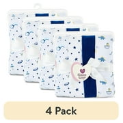 (4 pack) Parent's Choice 4-Piece Cotton Flannel Blankets, 30x30, Blue