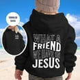 thumbnail image 2 of LIIPEE Girls Boys Hoodies Fall Winter Letter Printed Long Sleeve Pullover Hooded Sweatshirt With Pocket Classic School Sweatshirts,Black,2-3 Years, 2 of 6