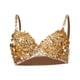thumbnail image 1 of Corsé de lentejuelas, ropa exterior, sujetador, hebilla ajustable, disfraz, ropa de club, top corto con purpurina oro, 1 of 9