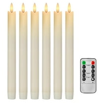 ELQCSG Flameless Taper Candles Flickering with Remote Timer, Battery Operated Led Warm 3D Wick Light Window Ivory Candlesticks Real Wax Pack of 6, Christmas Home Wedding Decor