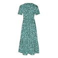 thumbnail image 6 of Ichuanyi Women's Casual Short Sleeve Crewneck Dress Summer Long Dresses Flowy Tiered Maxi Beach Dress With Pockets, 6 of 7