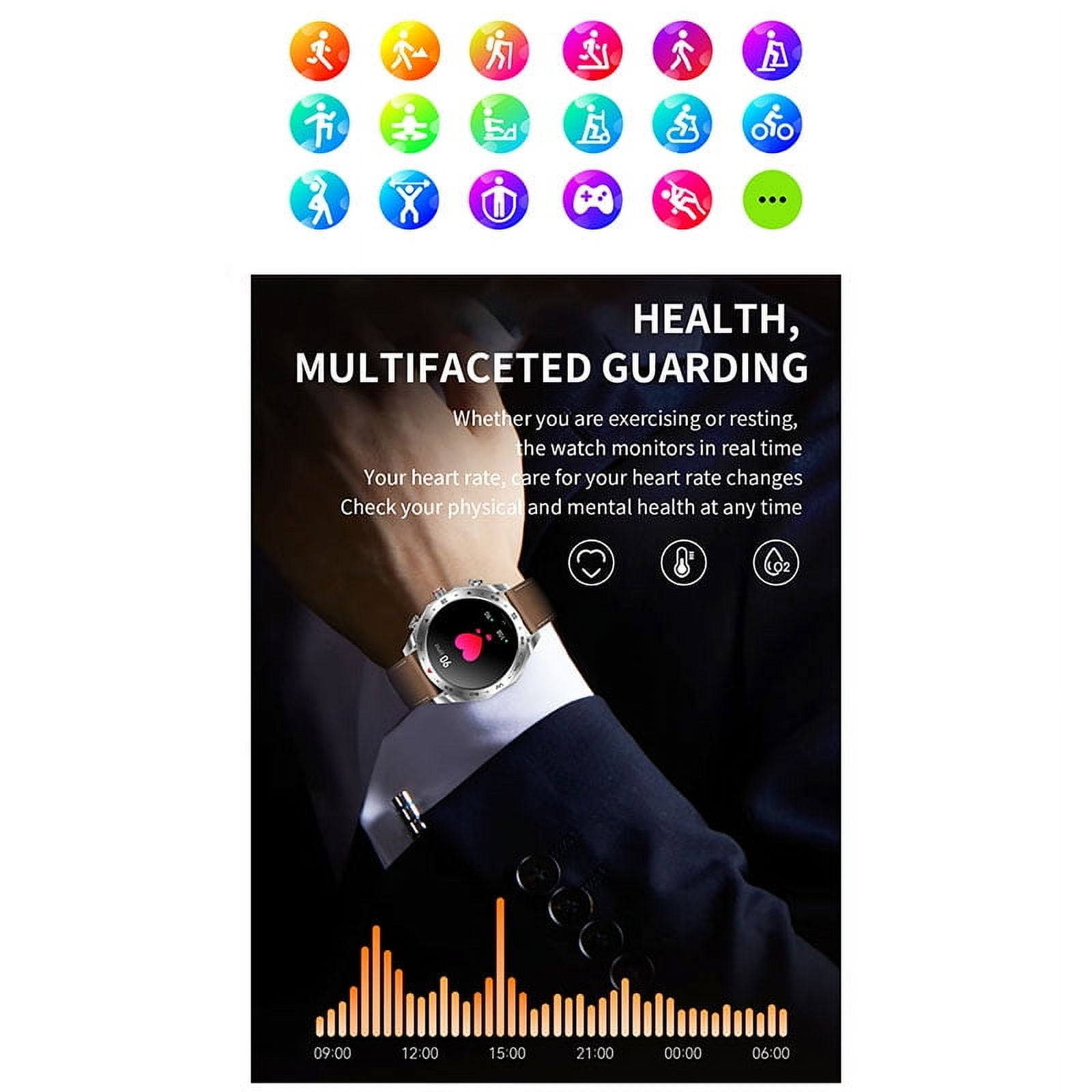 Rainbuvvy T95 Smart Watch 1.52 Inch Built-in Portable Headphones Sleep Monitoring Fitness Tracker Outdoor Sports Watch