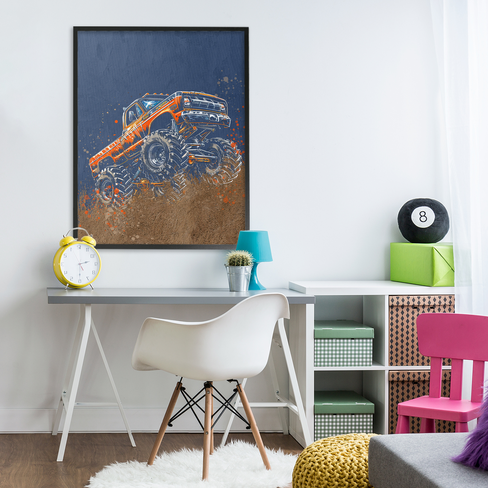 My Jam Monster Truck Black Framed Giclee Art, design by Kim Allen