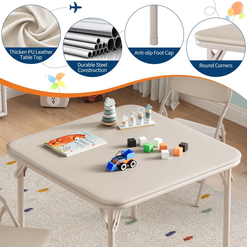 Kids Folding Table and Chair Set – 5-Piece Toddler Activity Table for Learning, Dining, Crafts, and Playtime