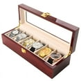 thumbnail image 5 of 2/3/5/6/10/12 Slots Watch Box Organizer Piano with Red Paint Wooden Jewelry Storage Case Men Glass Top Watches Display Boxes (10 red wooden), 5 of 7