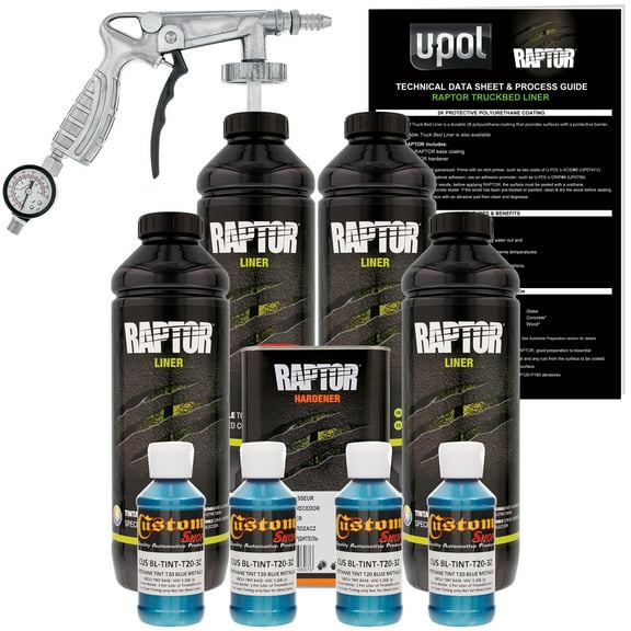 Raptor Blue Metallic Urethane Spray-On Truck Bed Liner Spray Gun, 4 Liters