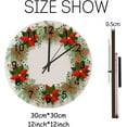 thumbnail image 2 of SKYSONIC Silent Wooden Round Wall Clock Christmas Wreath on White Non Ticking Battery Operated Clocks for Home Office Living Room Bedroom, 2 of 6