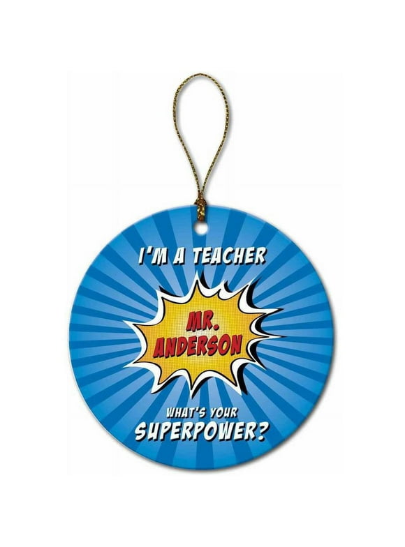 Personalized Super Teacher Ornament, Blue