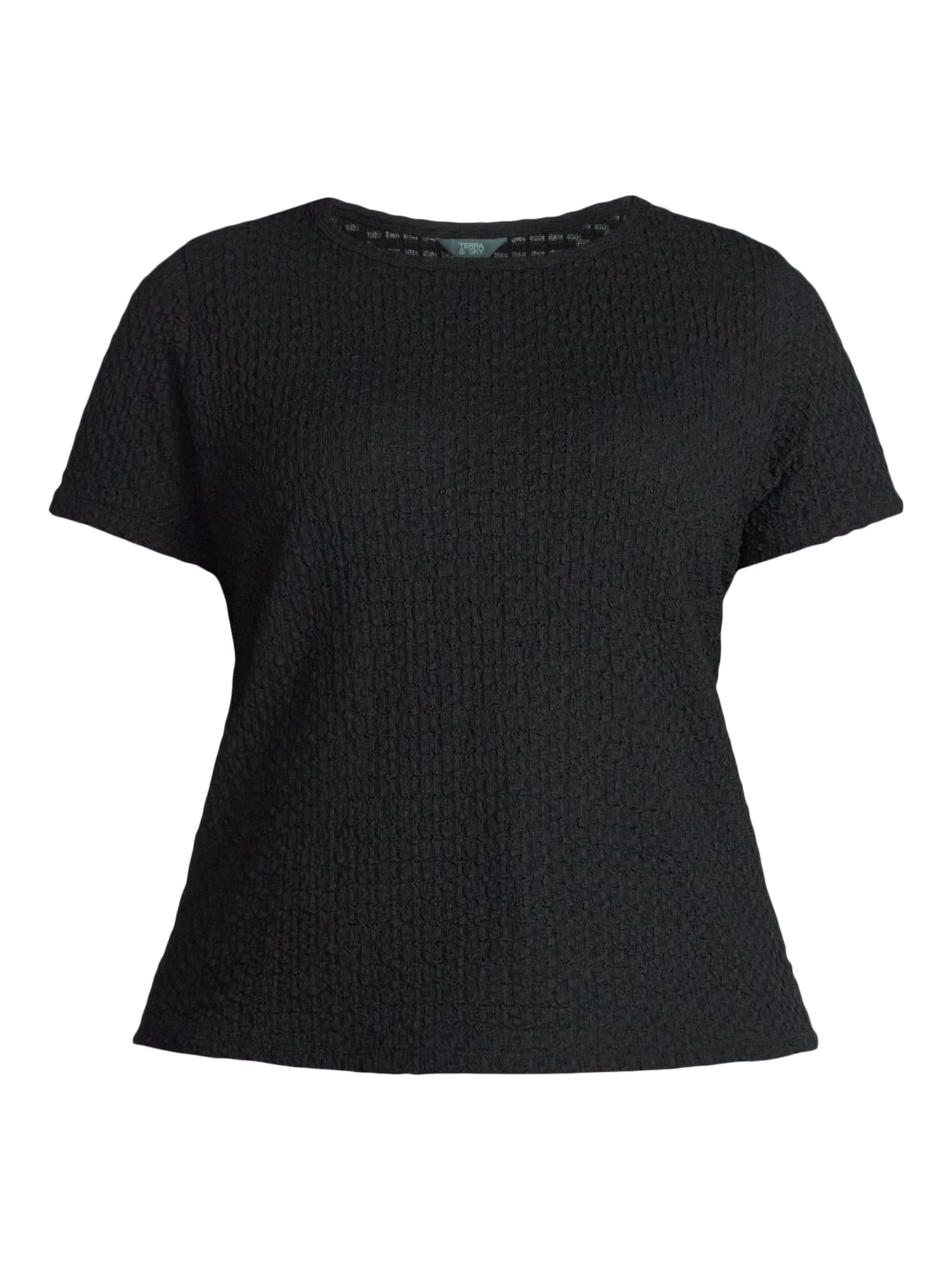 Terra & Sky Women's Plus Short Sleeve Pucker Knit Top, Sizes 0X-5X