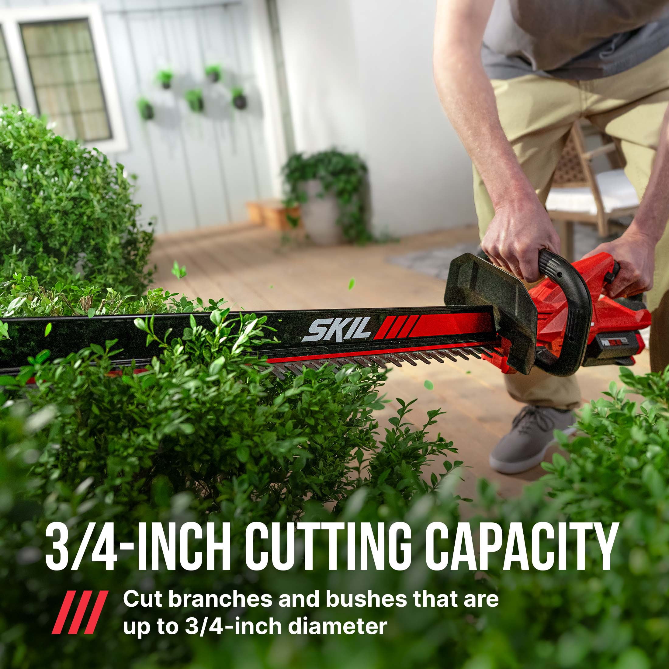 SKIL PWR CORE 40V Brushless 24-Inch Hedge Trimmer Kit with Dual-Action Steel Blades, 2.0Ah Battery and 60W Charger, HT2400C-11