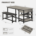 thumbnail image 3 of Dining Table Set for 4, Kitchen Dining Table Set with Upholstered Benches, Kitchen Dining Room Table with Storage Drawers, Wine Rack, Small Space Grey, 3 of 4