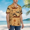 thumbnail image 5 of Balery Brown Mushrooms Print Men's Hawaiian Shirts Short Sleeve Beach Shirt Relaxed Fit Vacation Button Down Shirts-Large, 5 of 9