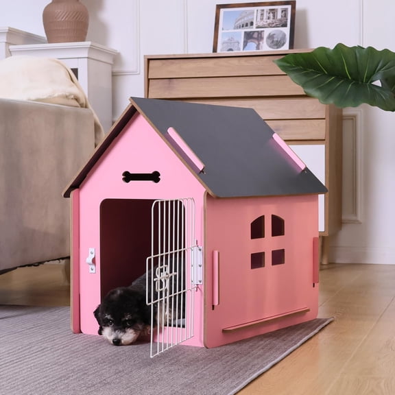 ANHXN Wooden indoor pet house with ventilated windows and cozy cave ...