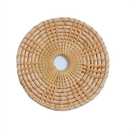 

Hazel Tech---Natural Handmade Woven Bamboo Rattan Coasters Neutral Minimalist Wicker Coasters
