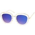 thumbnail image 2 of sunglassLA Female Women's Transparent Frame Square Colored Mirror Lens Oversize Sunglasses 53mm (Clear-Gold / Blue Mirror) - 53mm, 2 of 4