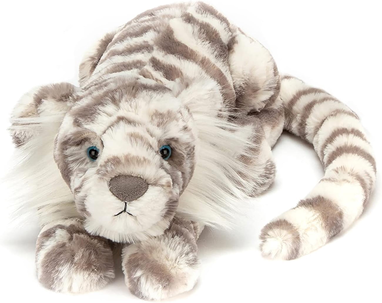 Jellycat Sacha Snow Tiger Stuffed Animal, Little 8 inches - Big Cat Plush Toy - Classic Children's Gift
