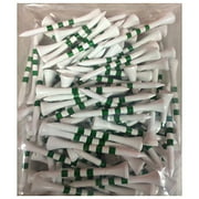 2 3/4" Wooden Golf Tees with Height Indication Stripes - Pack of 100 (White w/Green Stripes)