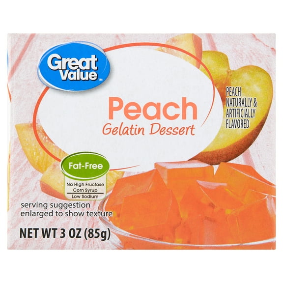 Great Value Peach Gelatin Dessert, 3 Oz