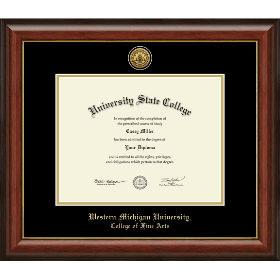 Western Michigan University College of Fine Arts Diploma Frame, Document Size 11" x 8.5"