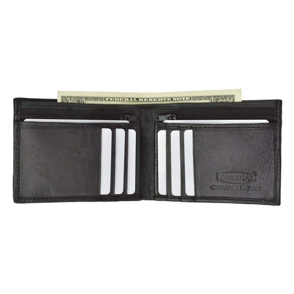 Men Wallet  Premium Leather Zippered Coin Pockets Bifold Wallet P 1618 (C)