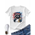 thumbnail image 4 of Women's T-Shirt Raccoon Hot Dog American Short Sleeve Casual Tee Classic Crew Neck T Shirt for Women White, 3XL, 4 of 7