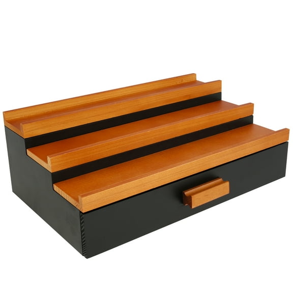 Wooden Cologne Organizer for Men - 3 Tier Display Shelf with Drawer and Hidden Compartment - Perfume Organization and Storage Display Risers A Great Gift for Men