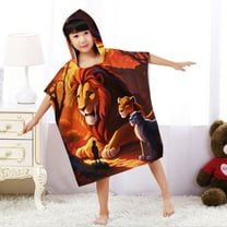 Mufasa The Lion King Hooded Poncho Towels, Soft & Absorbent Microfiber Beach Towel, Swimming Pool Changing Robe Bathrobe Bath Towel