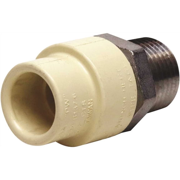 Apollo CPVCMA12 1/2 in. x 1/2 in. CPVC CTS Slip Stainless Steel MPT Adapter