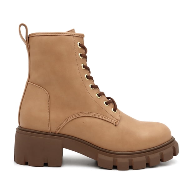 Bota Casual Salamandra con agujetas Camel para mujer