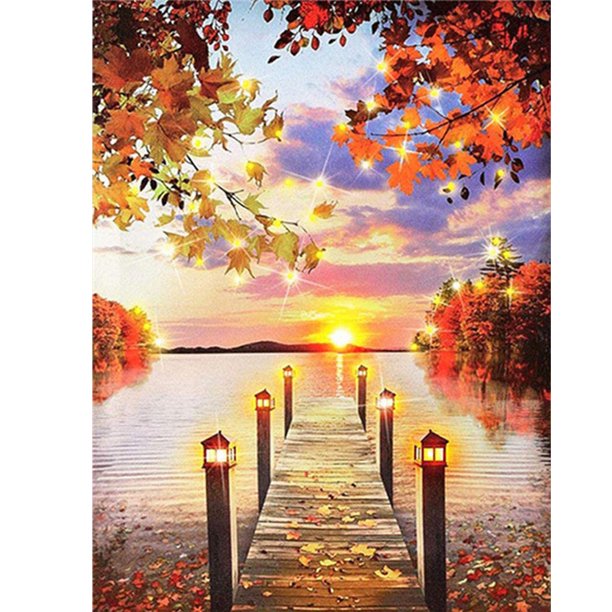 Wdftyju Kit de pintura de diamante 5D Paisaje de bricolaje Arte de mosaico de diamante cuadrado completo Wdftyju 6md5nq4af9ng9pq9D02