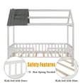 thumbnail image 5 of Bellemave Twin House Bed, Twin Size Wood Bed Frame with Roof and Fence, Montessori Beds Frame with Slats, No Box Spring Needed (White+Gray), 5 of 9