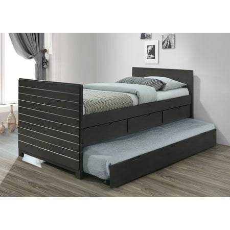 Wooden Captain Twin Bed with Twin Trundle & 3 Drawer