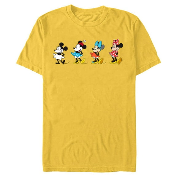 Disney Minnie Mouse Through the Decades - Short Sleeve Blended T-Shirt for Adults - Customized-Yellow