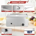 thumbnail image 5 of HELLONE Electric Commercial Food Warmer, 21 QT Full Pan Steam Table Stainless Steel Bain Marie Countertop Soup Station with Temper Control Drainage Faucet & Lid for Parties Buffet Catering, 5 of 6