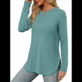 thumbnail image 3 of Camisa de Larga con Cuello Redondo para Mujer, Básica, Holgada, Informal Lago Azul L, 3 of 5