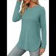 thumbnail image 3 of Camisa de Larga con Cuello Redondo para Mujer, Básica, Holgada, Informal Lago Azul L, 3 of 5