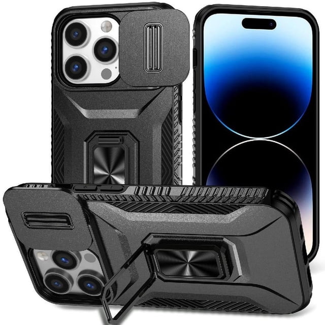Funda para GANGXUN iPhone 14 Pro Max - Soporte metálico, Función magnética, Negro