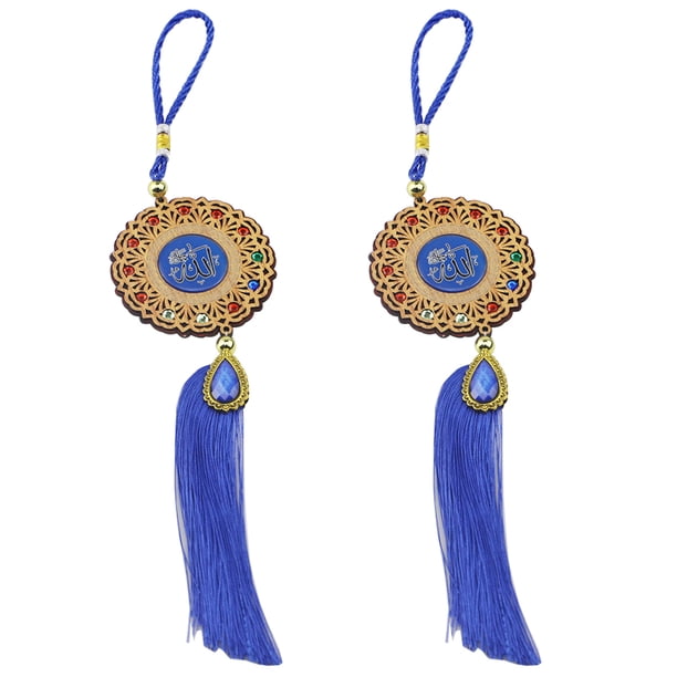 Inteprter 2 piezas Lasser Bairam Corban Festival colgante estilo islámico decoración plástico resina colgante ornamento regalos espejo retrovisor Artesanía JM01857 Inteprter HA012513-03