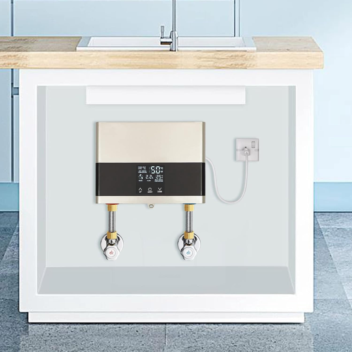 Miumaeov 110V Electric Tankless Water Heater Instant Hot Water Heater Under Sink with Remote Control Digital Display On-Demand Water Heate