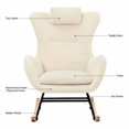 thumbnail image 5 of Nursery Rocking Chair with Rubber Wood Legs, Teddy Fabric Glider Rocker Chair with Metal Frame, Accent Arm Chair for Living Room, Bedroom, Dorm, Beige, 5 of 7
