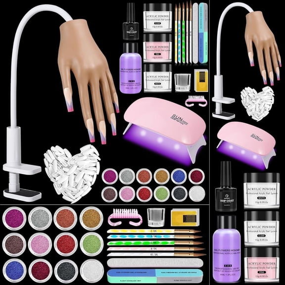 Practice Hand for Acrylic Nails Kit: Fake Silicone Hands Nail Mannequin Hand for Nail Extensions Nail Caving - Flexible Practice Nails Hand Set for Beginner Salon Home