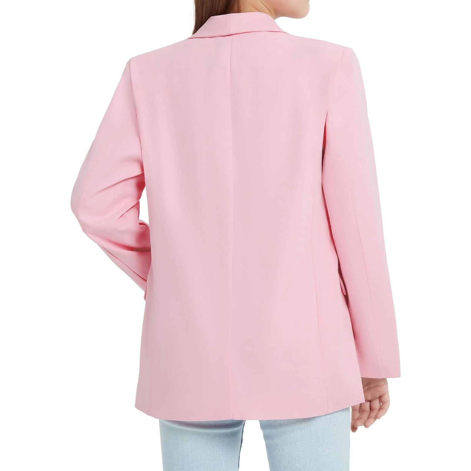 Durtebeua Girls Blazer Long Sleeve Shawl Collar Formal Blazers Suit Jacket Open Front Inner Pocket for Kids Pink 13 14 Years Walmart