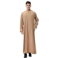 thumbnail image 4 of BSDJILFG Mens Long Robes Long Sleeve Sun Protection Linen Breathable Maxi Nightgowns for Mid-East Tradition, 4 of 9