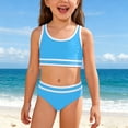 thumbnail image 2 of FINALGANG Girls 2 Piece Swimsuit Set Kids Spaghetti Strap Contrast Trim Top High Waist Stretchy Swim Briefs For Summer Daily Beach Wear Sky Blue 11-12 Years, 2 of 6