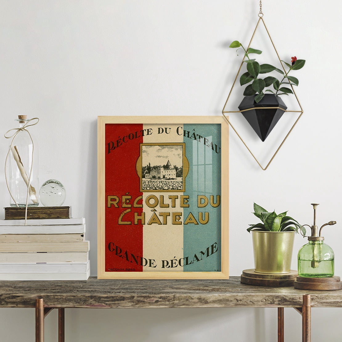 Recolte Du Chateau -Framed Print w/glass-Natural Wood