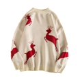 thumbnail image 1 of Suéter de pareja de diseño de nicho, prendas de punto de otoño e invierno, suéter de abrigo de ciervo navideño, estilo versátil, 1 of 6